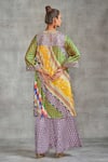 Shop_Gulabo by Abu Sandeep_Multi Color Modal Satin Floral Tribal Print Gathered Tunic_at_Aza_Fashions