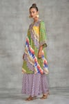 Shop_Gulabo by Abu Sandeep_Multi Color Modal Satin Floral Tribal Print Gathered Tunic_Online_at_Aza_Fashions
