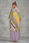 Gulabo by Abu Sandeep_Multi Color Modal Satin Floral Tribal Print Gathered Tunic_at_Aza_Fashions