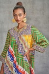 Buy_Gulabo by Abu Sandeep_Multi Color Modal Satin Floral Tribal Print Gathered Tunic
