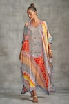 Buy_Gulabo by Abu Sandeep_Multi Color Modal Satin Tribal Print Kaftan _at_Aza_Fashions