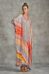 Shop_Gulabo by Abu Sandeep_Multi Color Modal Satin Tribal Print Kaftan _Online_at_Aza_Fashions