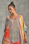 Gulabo by Abu Sandeep_Multi Color Modal Satin Tribal Print Kaftan _at_Aza_Fashions