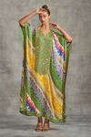 Buy_Gulabo by Abu Sandeep_Multi Color Modal Satin Tribal Floral Print Kaftan_at_Aza_Fashions