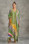 Gulabo by Abu Sandeep_Multi Color Modal Satin Tribal Floral Print Kaftan_Online_at_Aza_Fashions