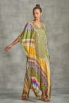 Shop_Gulabo by Abu Sandeep_Multi Color Modal Satin Tribal Floral Print Kaftan_Online_at_Aza_Fashions
