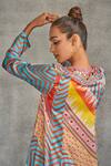 Gulabo by Abu Sandeep_Multi Color Modal Satin Tribal Print Kali Kurta _at_Aza_Fashions