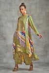 Gulabo by Abu Sandeep_Multi Color Modal Satin Tribal Floral Print Kali Kurta _Online_at_Aza_Fashions