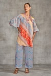 Buy_Gulabo by Abu Sandeep_Multi Color Modal Satin Printed Tribal V Neck Short Kurti _at_Aza_Fashions