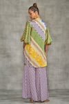 Shop_Gulabo by Abu Sandeep_Multi Color Modal Satin Printed Tribal V Neck Floral Short Kurti _at_Aza_Fashions