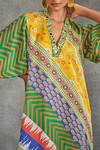 Gulabo by Abu Sandeep_Multi Color Modal Satin Printed Tribal V Neck Floral Short Kurti _at_Aza_Fashions