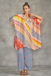 Shop_Gulabo by Abu Sandeep_Multi Color Modal Satin Printed Tribal Chevron Memoni Pant _at_Aza_Fashions