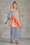 Buy_Gulabo by Abu Sandeep_Multi Color Modal Satin Printed Tribal Chevron Memoni Pant _Online_at_Aza_Fashions
