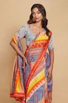 Buy_Gulabo by Abu Sandeep_Multi Color Chanderi Tribal Floral Print Saree_Online_at_Aza_Fashions