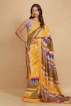 Buy_Gulabo by Abu Sandeep_Multi Color Tribal Floral Print Chanderi Saree _at_Aza_Fashions