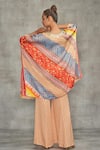 Shop_Gulabo by Abu Sandeep_Multi Color Modal Satin Printed Tribal Notched V Floral Short Kaftan _at_Aza_Fashions