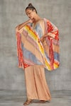 Buy_Gulabo by Abu Sandeep_Multi Color Modal Satin Printed Tribal Notched V Floral Short Kaftan _Online_at_Aza_Fashions