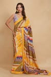 Buy_Gulabo by Abu Sandeep_Multi Color Modal Satin Printed Tribal V Neck Floral Blouse_at_Aza_Fashions