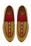 Shop_Banjaaran Studio_Yellow Skull Embellishments Cranium Leather Loafers _at_Aza_Fashions