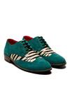 Buy_Banjaaran Studio_Blue Zebra Texture Pattern Brogues_at_Aza_Fashions