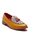 Shop_Banjaaran Studio_Yellow Woven Mustard Slip-on Loafers _Online_at_Aza_Fashions