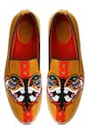Shop_Banjaaran Studio_Yellow Embroidered Mustard Loafers _at_Aza_Fashions