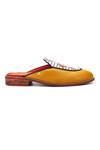 Buy_Banjaaran Studio_Yellow Hand Painted Leather Bloom Mules  _Online_at_Aza_Fashions
