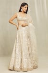 Gopi Vaid_Beige Lehenga Georgette Embroidered Resham Daina Mirror Bridal Set _at_Aza_Fashions