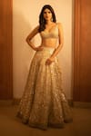 Shop_Gopi Vaid_Beige Lehenga Georgette Embroidered Resham Daina Mirror Bridal Set _at_Aza_Fashions