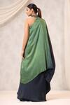Shop_k-anshika_Blue Georgette Embroidered Resham Asymmetric One-shoulder Maxi Dress _at_Aza_Fashions
