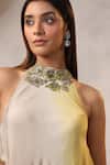 Buy_K-Anshika_Beige Georgette Sequins, Beads Halter Neck Floral Motif Maxi Dress _Online_at_Aza_Fashions