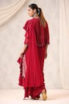 Shop_k-anshika_Maroon Georgette Embroidered And Bead Pre-draped Saree With Blouse  _at_Aza_Fashions