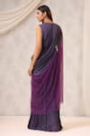 Shop_k-anshika_Purple Georgette Embellished Resham Floral Embroidered Gown With Attached Drape _at_Aza_Fashions