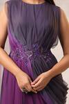 Buy_k-anshika_Purple Georgette Embellished Resham Floral Embroidered Gown With Attached Drape _Online_at_Aza_Fashions