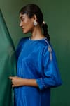 Shop_Chokhi Chorri_Blue Silk Embroidered Sequin Kurta Closure Neck Karnak And Pant Set _at_Aza_Fashions