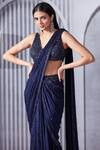 Pritika Vora_Blue Saree Crepe Chiffon Embroidered Sequins V Beads Pre-draped With Blouse _Online_at_Aza_Fashions