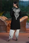 Shop_Nazar by Indu_Black Cotton Embroidered Floral And Thread Work Kurta & Dhoti Pant Set _at_Aza_Fashions