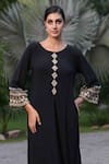 Shop_Nazar By Indu_Black Cotton Embroidery Boat Neck Hand Kurta And Pant Set _Online_at_Aza_Fashions