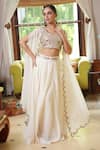 Buy_Nazar by Indu_White Georgette Embroidered Mirror Round Work Lehenga Set _at_Aza_Fashions