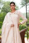 Buy_Nazar By Indu_White Cotton Embroidery Round Neck Frill Anarkali Pant Set _Online_at_Aza_Fashions