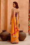 Shop_Pallavi Jaipur_Yellow Blouse- Silk Blend Embroidered Pre-stitched Saree With  _at_Aza_Fashions