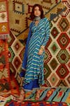 Buy_Pallavi Jaipur_Blue Angarkha-wrinkle Crepe Embroidered Aari Indi-leheriya Wrap Angarkha Set _Online_at_Aza_Fashions