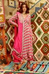 Shop_Pallavi Jaipur_Pink Angarkha-wrinkle Crepe Embroidered Indi-leheriya Wrap Angarkha Pant Set_at_Aza_Fashions