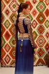 Pallavi Jaipur_Blue Cotton Satin Lycra Embroidered Ombre Draped Skirt And Corset Set  _Online_at_Aza_Fashions