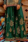 Pallavi Jaipur_Green Crop Top Organza Sac Tie-up Cape Embroidered Sharara Set _Online_at_Aza_Fashions