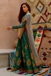 Buy_Pallavi Jaipur_Green Crop Top Organza Sac Tie-up Cape Embroidered Sharara Set _Online_at_Aza_Fashions