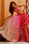 Shop_Pallavi Jaipur_Pink Lehenga Georgette Embroidered Foil V Neck 24 Kali Bridal Set _at_Aza_Fashions