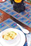 Buy_Oris Root_Blue Front Blended Cotton Canvas Back Azhar Checkered Placemats Set Of 6_at_Aza_Fashions