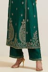Buy_Priya Chaudhary_Green Chanderi Silk Embroidery Split V-neck Kurta And Pant Set 