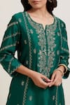 Shop_Priya Chaudhary_Green Chanderi , , Embroidery, Fringe Kurta Pant Set _Online_at_Aza_Fashions